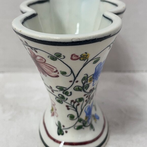 Portugal HandPainted Vase Container Floral Motif Porcelain 5" x 5" - Picture 2 of 14